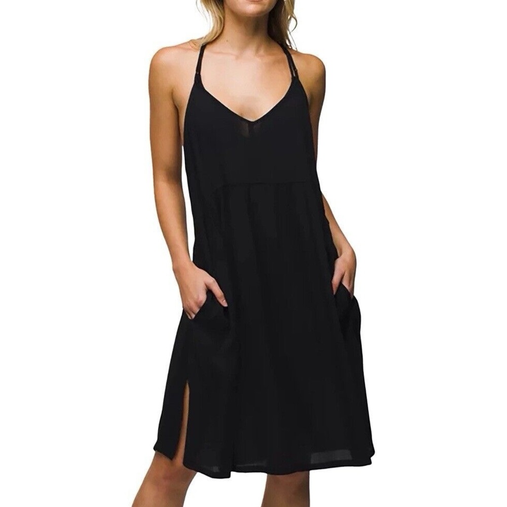 Prana Fernie Dress swim cover up black size XS pockets NWT